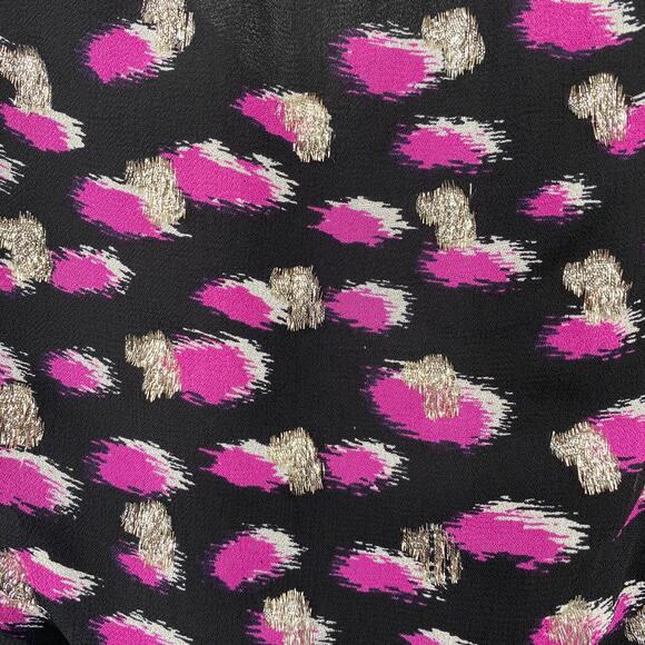 Karina Grimaldi Marissa Slip Dress Faux Wrap Side Slit Metallic Purple Black L - Picture 6 of 10